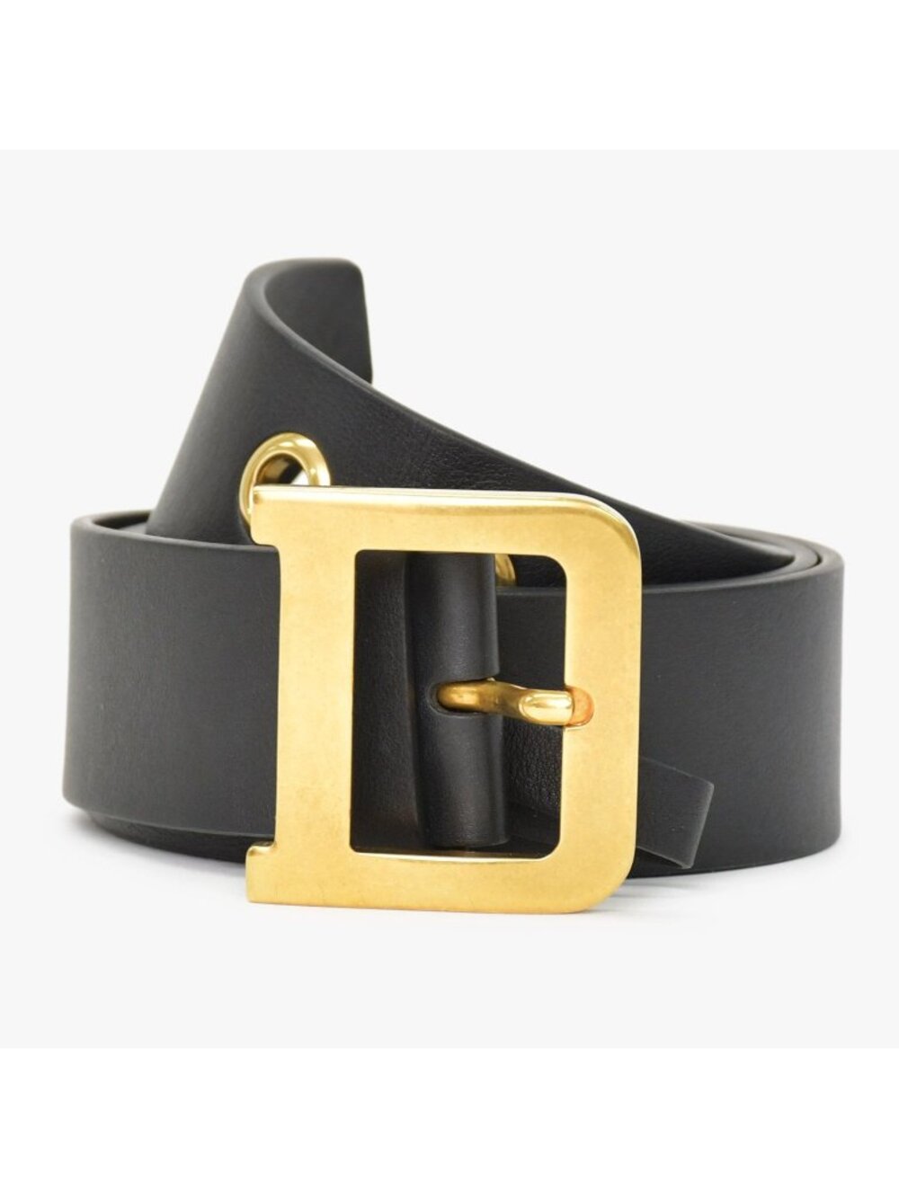 Dior Quake D Buckle Belt Black Leather Gold
